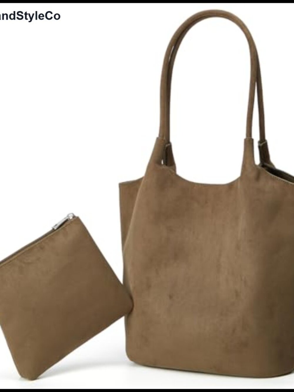Vintage Faux Suede Shoulder Bag Large Bucket Tote Purse Casual Handbag